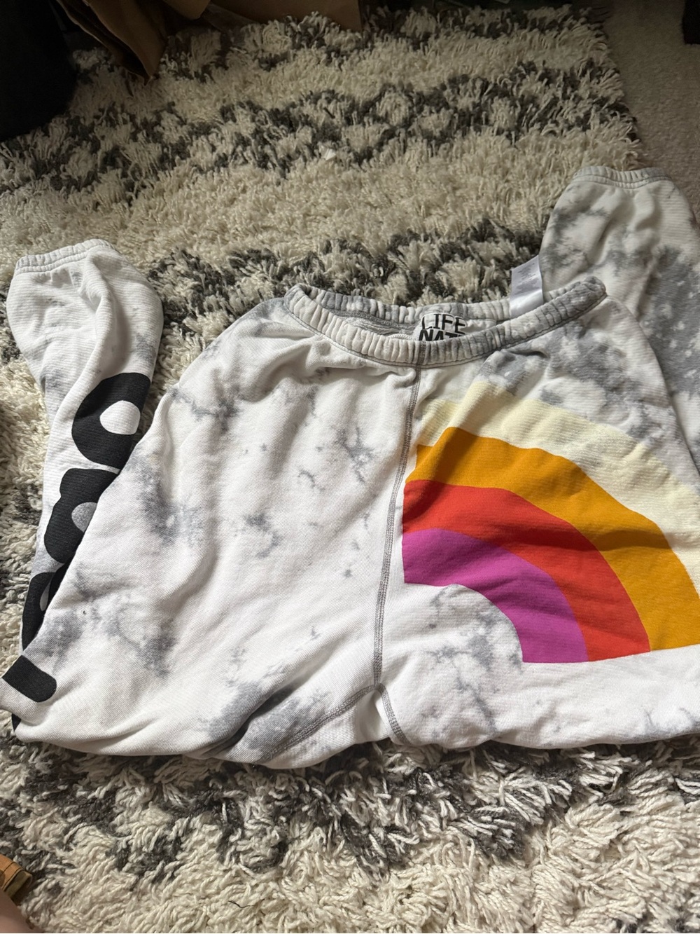 Freecity RARE rainbow bleachout sweatpants size small